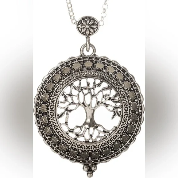 Tree of Life 4x Magnifier Magnifying Glass Sliding Top Magnet Pendant Necklace - Picture 4 of 4